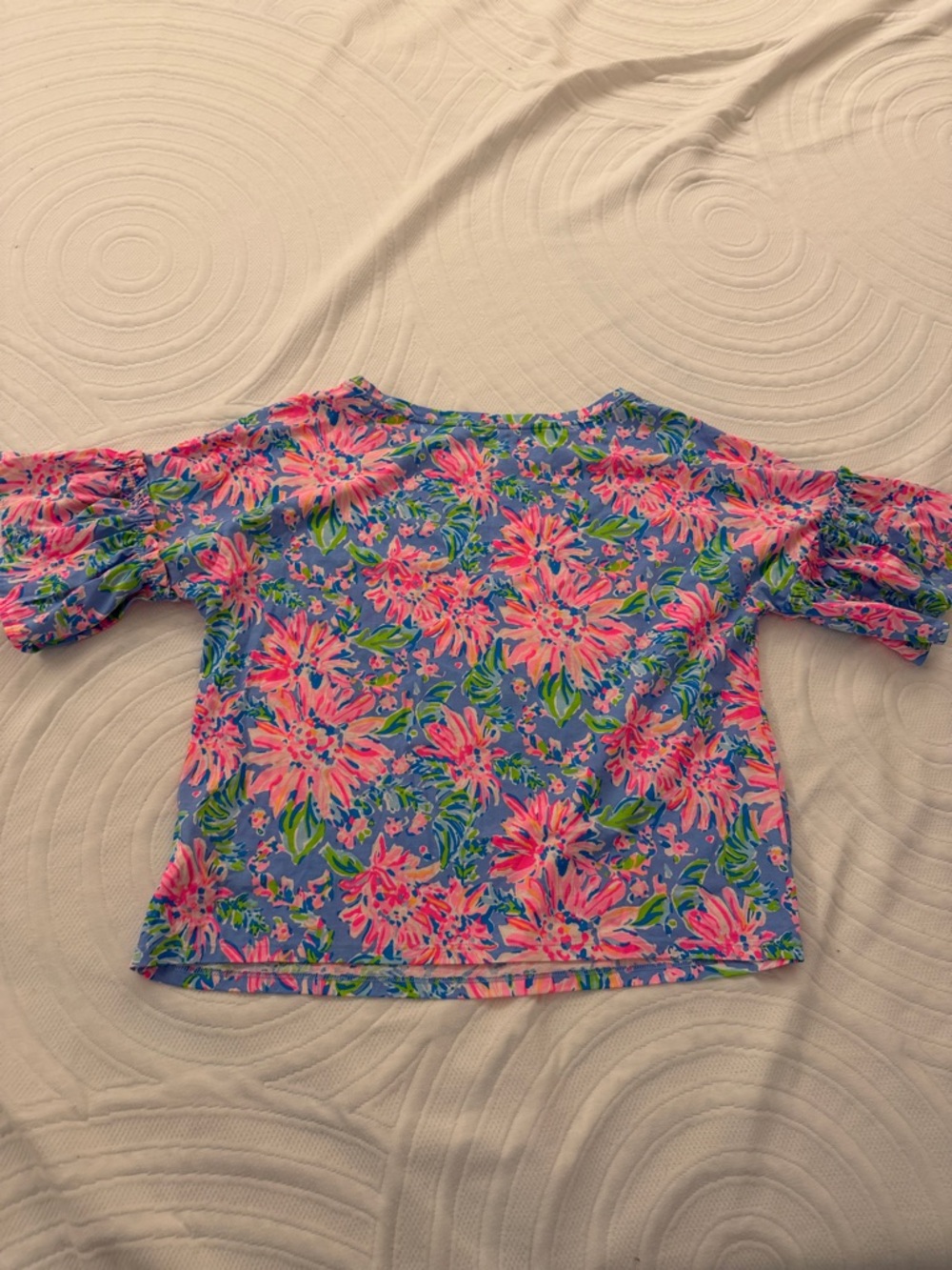 Lilly Pulitzer XL Ziva Top ruffle sleeve Sunrise Bay blue peri - Picture 6 of 6